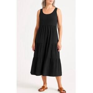 J.Jill black sleeveless tiered jersey tank dress